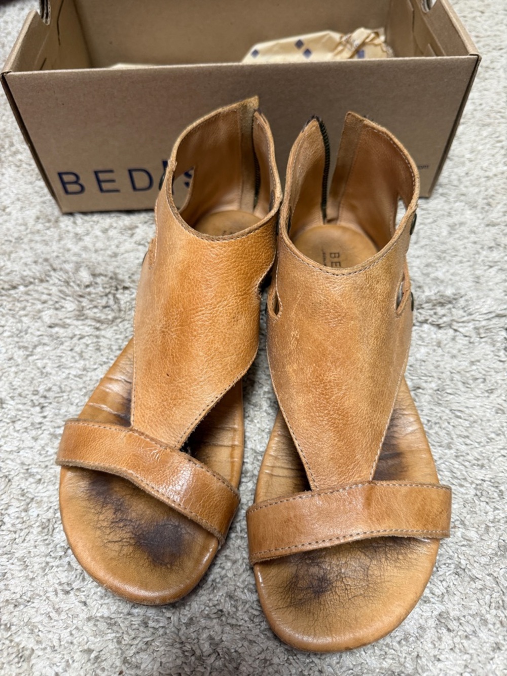 Women’s Tan Leather Open-Toe Sandals